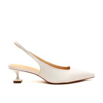 Slingback Couro Branco Salto Baixo Cecconello 2393002-12