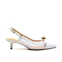 Slingback Couro Branco Salto Baixo Cecconello 2716004-2 Slingback Couro Branco Salto Baixo Cecconello 2716004-2