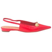 Slingback couro croco salto baixo vermelho vicenza 11465 Slingback couro croco salto baixo vermelho vicenza 11465