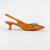 Slingback couro feminino bico fino caramelo 1886 Slingback couro feminino bico fino caramelo 1886