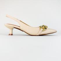Slingback couro feminino bico fino off white 1922 Slingback couro feminino bico fino off white 1922