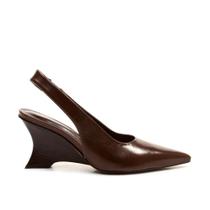 Slingback Couro Marrom Salto Médio Cecconello 2880003-2 Slingback Couro Marrom Salto Médio Cecconello 2880003-2