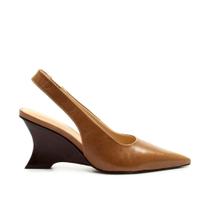 Slingback Couro Marrom Salto Médio Cecconello 2880003-3 Slingback Couro Marrom Salto Médio Cecconello 2880003-3