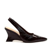 Slingback Couro Preto Salto Médio Cecconello 2880003-4 Slingback Couro Preto Salto Médio Cecconello 2880003-4