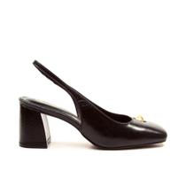 Slingback Couro Preto Salto Médio Cecconello 2940001-1 Slingback Couro Preto Salto Médio Cecconello 2940001-1