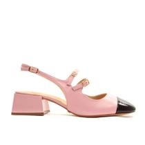 Slingback Couro Rosa Salto Bloco Baixo Cecconello 2390002-1