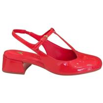 Slingback couro verniz vermelho carrano 725003 Slingback couro verniz vermelho carrano 725003