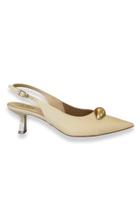 Slingback Creme Metal Orgânico Salto Fino Divalentini
