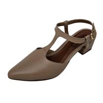 Slingback em Couro Clara Nude - Amo Calçados