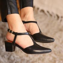 Slingback em Couro Clara Preto Slingback em Couro Clara Preto
