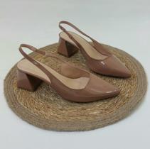 Slingback feminino salto bloco 6 cm