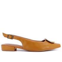 Slingback Marrom Salto Bloco Couro