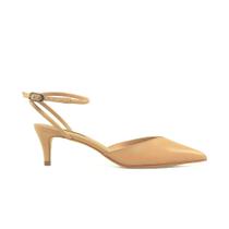 Slingback Nude Couro Werner Salto Baixo Bloco 5,5cm