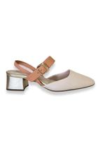 Slingback Off White Caramelo Salto Bloco Bebecê