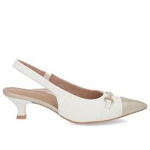 Slingback Off-White Couro Salto Fino