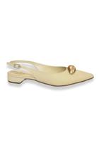 Slingback Off White Salto Baixo Divalentini Slingback Off White Salto Baixo Divalentini