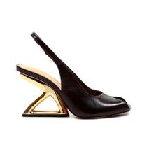 Slingback Peep Toe Couro Preto Cecconello 2773001-2 Slingback Peep Toe Couro Preto Cecconello 2773001-2