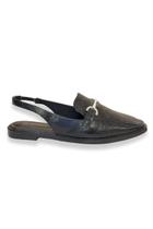 Slingback Preto Bico Quadrado Verniz Bebecê