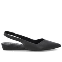 Slingback Preto Couro Salto Anabela