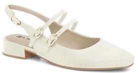 Slingback Ramarim Branco Salto Baixo Verniz 2415131-3