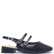 Slingback Ramarim Preto Salto Baixo Verniz 24151311 Slingback Ramarim Preto Salto Baixo Verniz 24151311