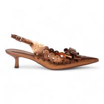 Slingback Sapato da Corte Salto Baixo Vazado Laço Slingback Sapato da Corte Salto Baixo Vazado Laço