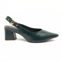Slingback Sapato Da Corte Salto Bloco Médio Detalhe Fivela