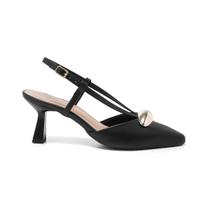 Slingback Scarpin Feminino Sapato Salto Baixo Taça 6cm Lesma Elegante
