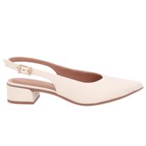 Slingback Usaflex Ud27001002 Salto Bloco Couro Bico Fino