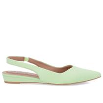 Slingback Verde Couro Salto Anabela