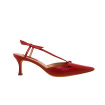 Slingback Vermelho Werner Salto Baixo Fino 6,5cm