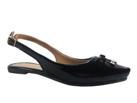 Slingbacks Verniz Preto Bico Fino com Laço Marca Siá Bella Slingbacks Verniz Preto Bico Fino com Laço Marca Siá Bella