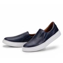 Slip On Atos Sapatênis Masculino Casual Couro Com Elástico Confortável