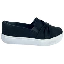 Slip-On Camurça Preto com Pontos Brilho Detalhe em Nó - ULLY