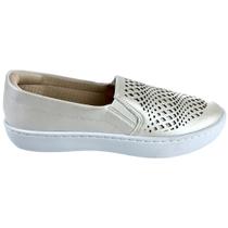 Slip-On Champagne Detalhe Leaser - ULLY Slip-On Champagne Detalhe Leaser - ULLY