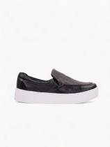 Slip On Couro Plataforma - Preto