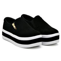 Slip On Feminino Sola Alta Tênis Plataforma Com Zíper Iate Macio Para Ficar Alta Slip On Feminino Sola Alta Tênis Plataforma Com Zíper Iate Macio Para Ficar Alta