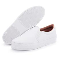 Slip On Feminino Tenehi Flat Form Fecho Elástico Branco