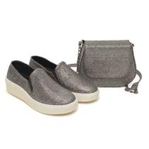 Slip On Feminino Tênis Glamour kit Bolsa