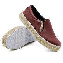 Slip On Liso Feminino Zíper Lateral Com Sizal na Sola Leve Moda Jovem Casual Dia a Dia Slip On Liso Feminino Zíper Lateral Com Sizal na Sola Leve Moda Jovem Casual Dia a Dia