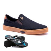 Slip On Masculino Iate Casual Calce Fácil Conforto + Chinelo Kit Slip On Masculino Iate Casual Calce Fácil Conforto + Chinelo Kit