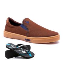 Slip On Masculino Iate Casual Calce Fácil Conforto + Chinelo Kit