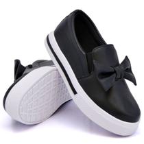 Slip On Moda Casual Laço Delicado Feminino Sola Reta Leve Resistente Passeio Dia a Dia