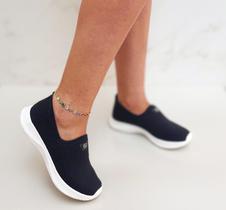 Slip On Tênis Meia Feminino Calce Fácil Preto