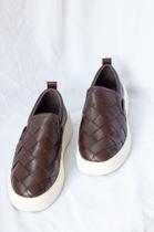 Slip on - trançado - café