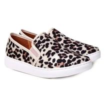 Slip On Vizzano Animal Print Onça Feminino - Bege Escuro - 36