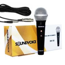 Sm100 microfone c/fio soundvoice+cabo p10/xlr