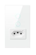 Smart Interruptor Inteligente W-Fi 2 Canais/Teclas Touch + Tomada Branco para Automação