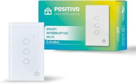 Smart Interruptor Wi-Fi, 3 Módulos, Touch, Bco.-Alexa/Google - Positivo Casa Inteligente