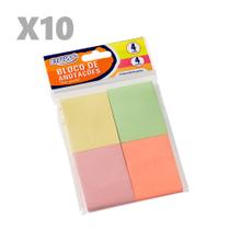 Smart Notes BRW Pastel 19x76mm 4 Blocos 100 Fls Kit c/ 10 UN